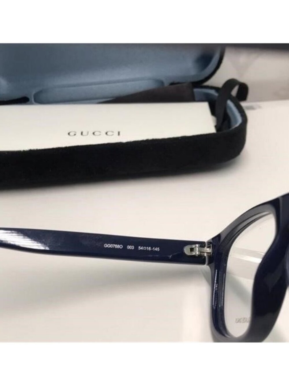 Gucci GG0768O 003 – Shiny Blue Rectangular Frame | 54-16-145 | New Authentic” - Picture 6 of 12